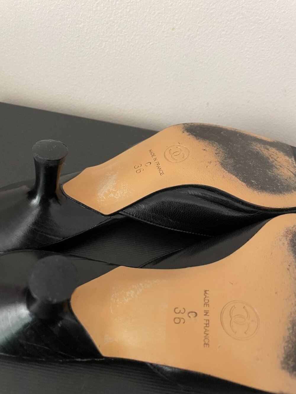 CHANEL Leather Kitten Heels Slip On - Picture 9 of 16